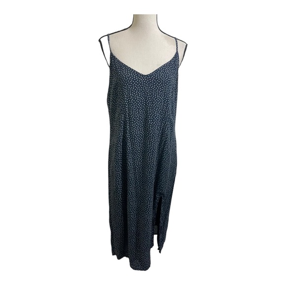 Abercrombie & Fitch womens midi long dress V neck polk dot side sip. Size XLP - Picture 8 of 10
